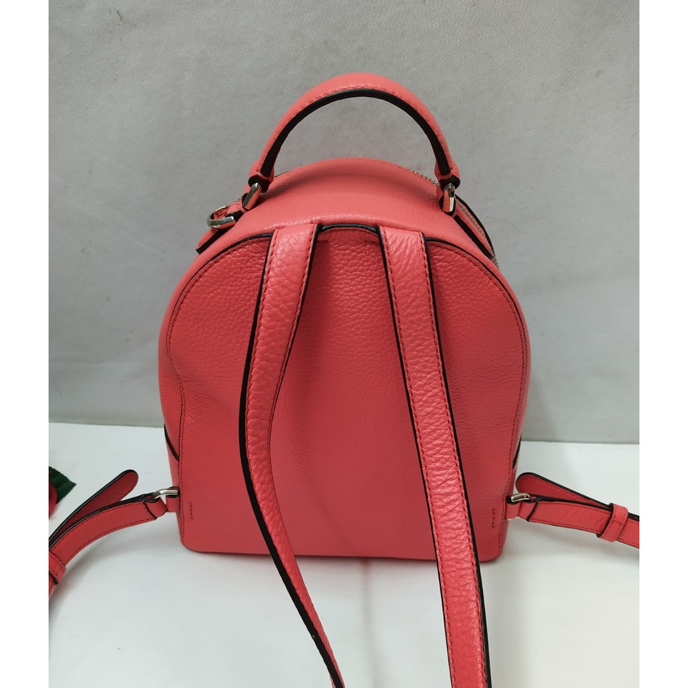 Kate Spade New York Jackson Coral Red Pebbled Leather Zipper Top Handle Backpack - Picture 2 of 16